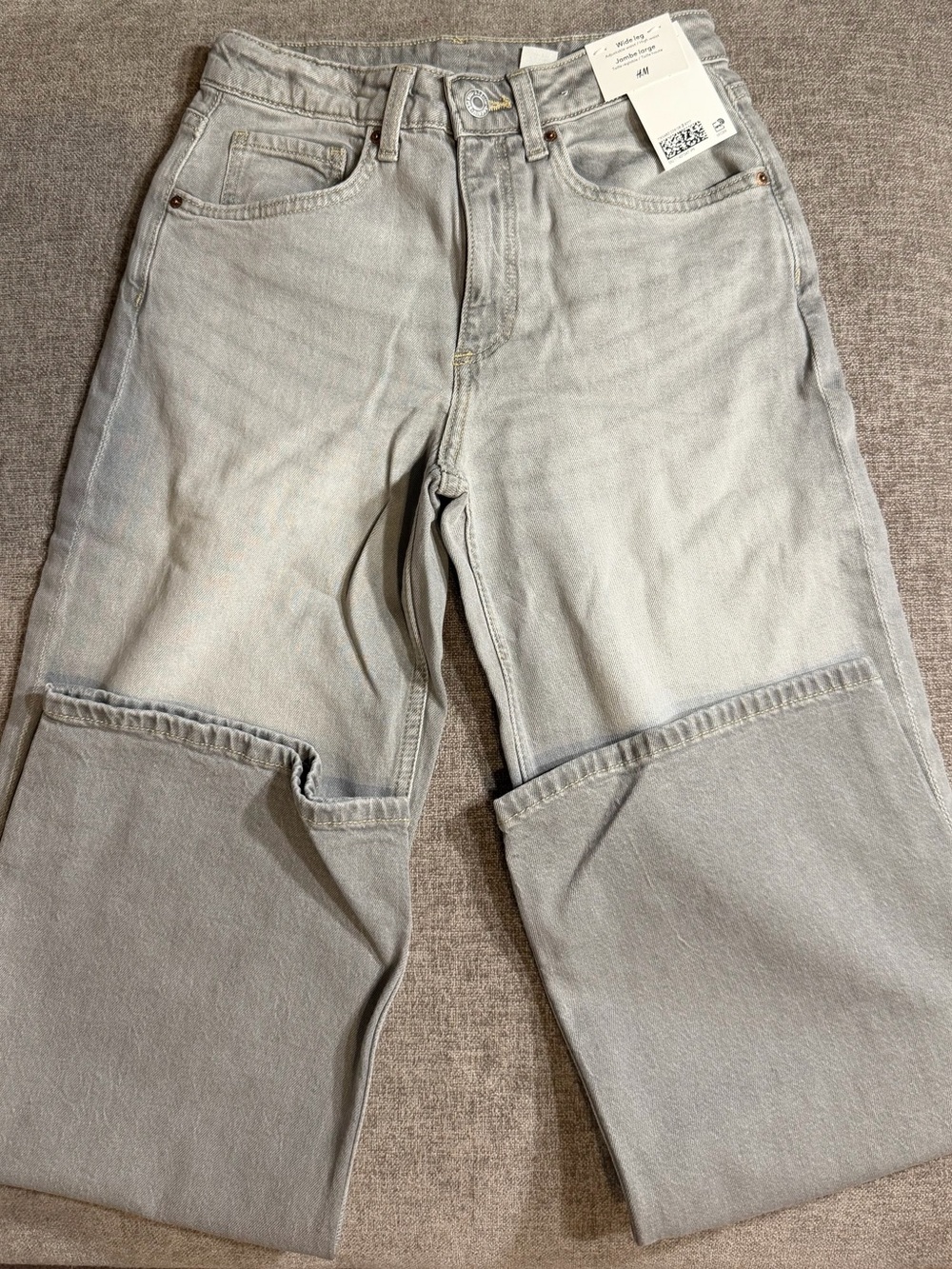 H&M Teen Girls Light Gray Wide Leg Jeans